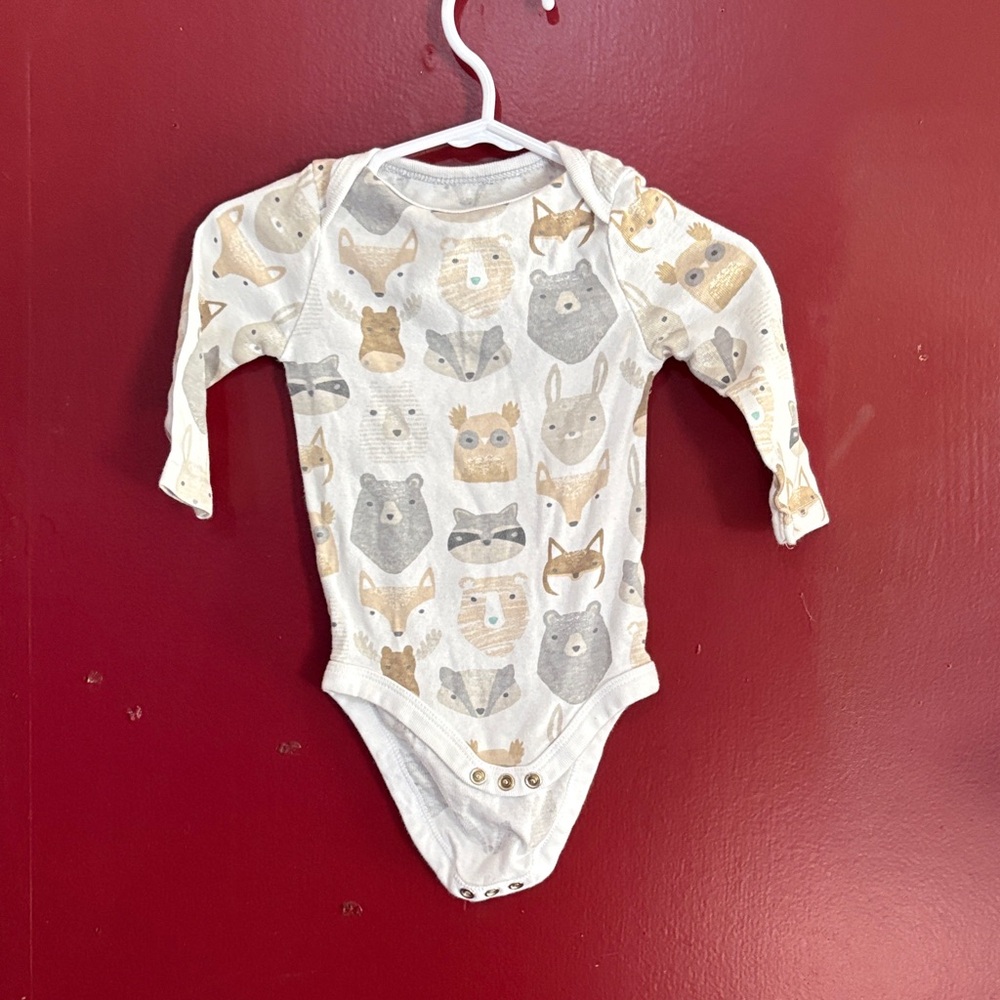 Cloud Island Animal Print Bodysuit in Gray and Brown